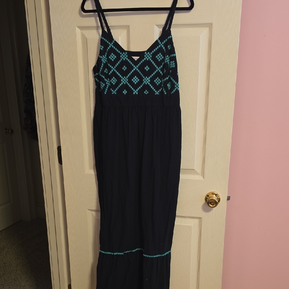 Ava & Viv Black and Teal Geometric Maxi Dress